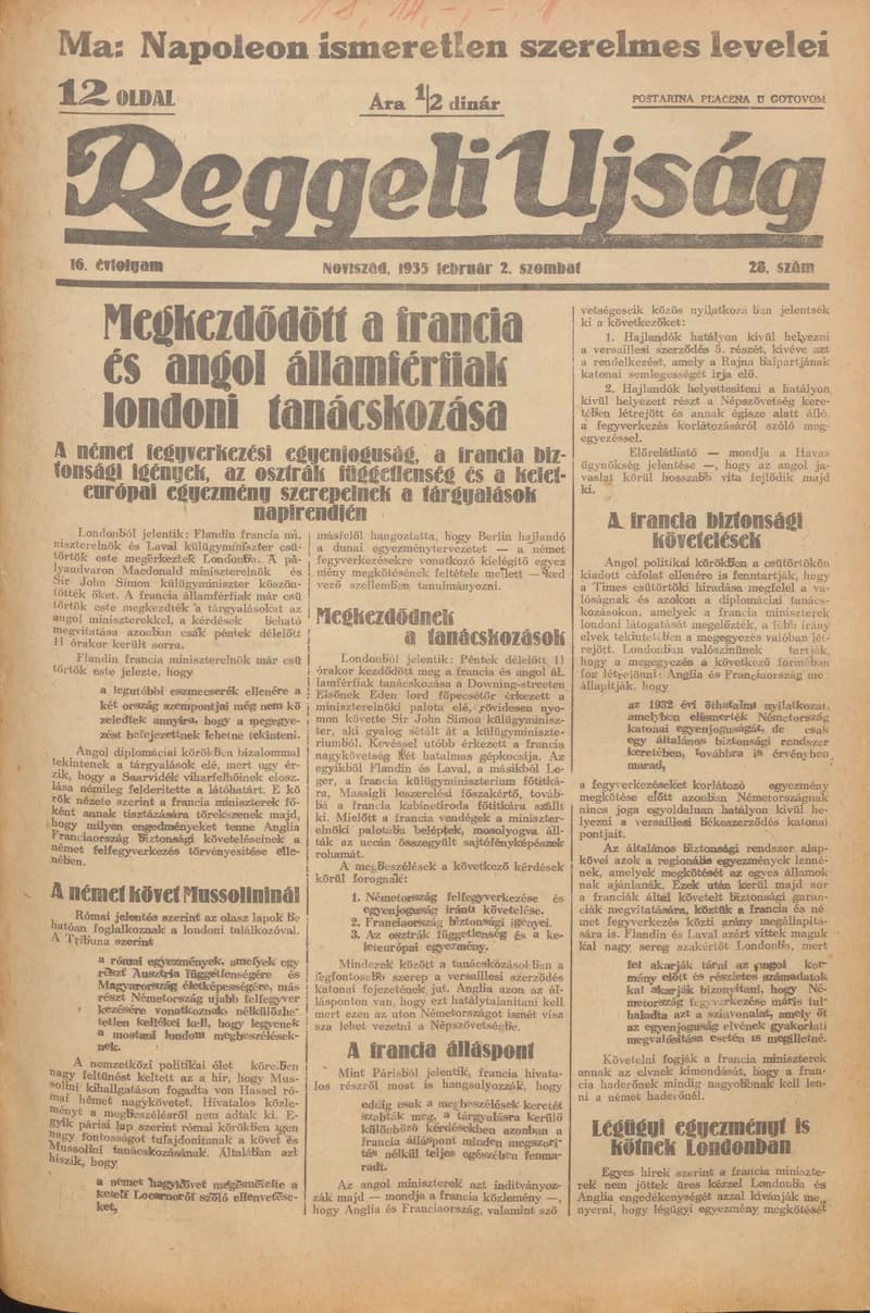 Reggeli Újság, 16. évf. 1935. február 2. 28. sz.
