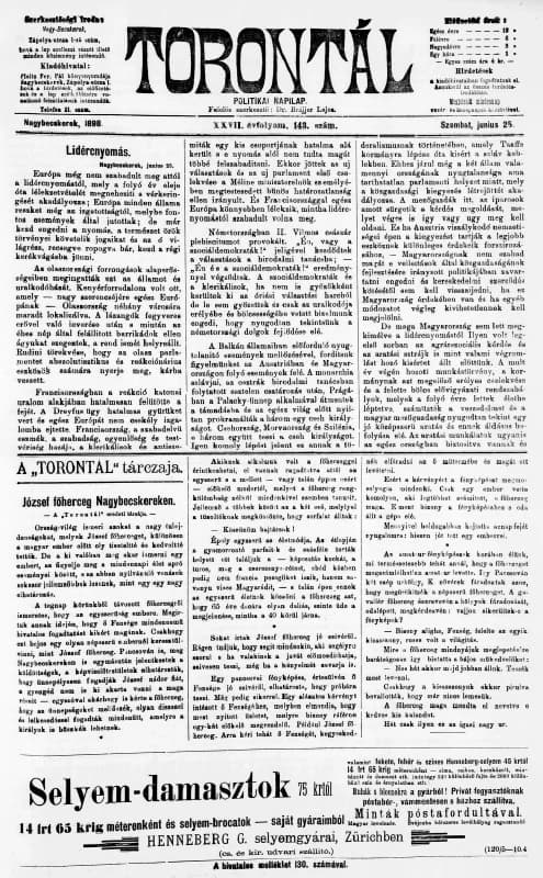 Torontál, 27. évf. 1898. június 25. 143. sz.