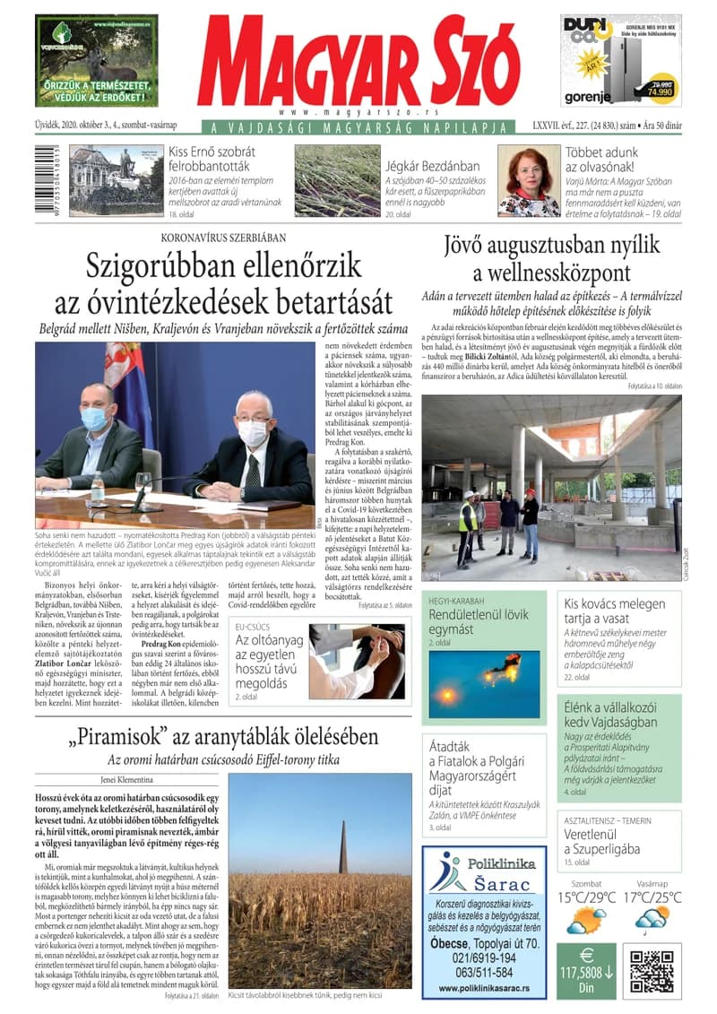 Magyar Szó, 77. évf. 2020. október 3. – 4. 227. sz. 1–32. oldal