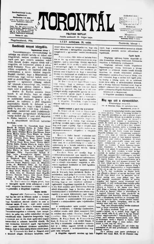 Torontál, 35. évf. 1906. február 1. 26. sz.