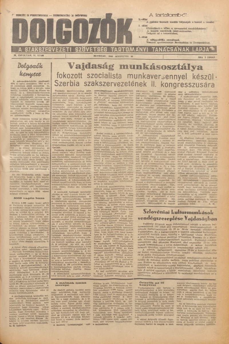 Dolgozók, 3. évf. 1949. augusztus 19. 33. sz.