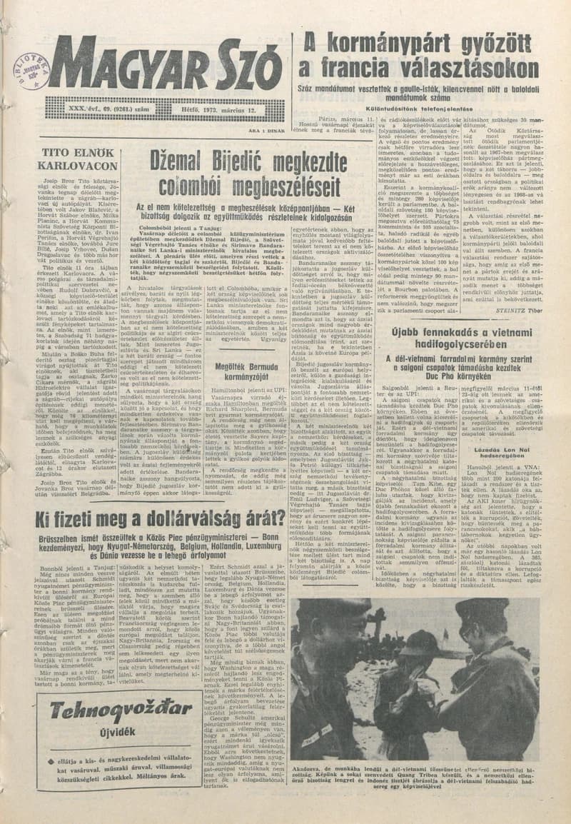 Magyar Szó, 30. évf. 1973. március 12. 69. sz. 1–10. oldal