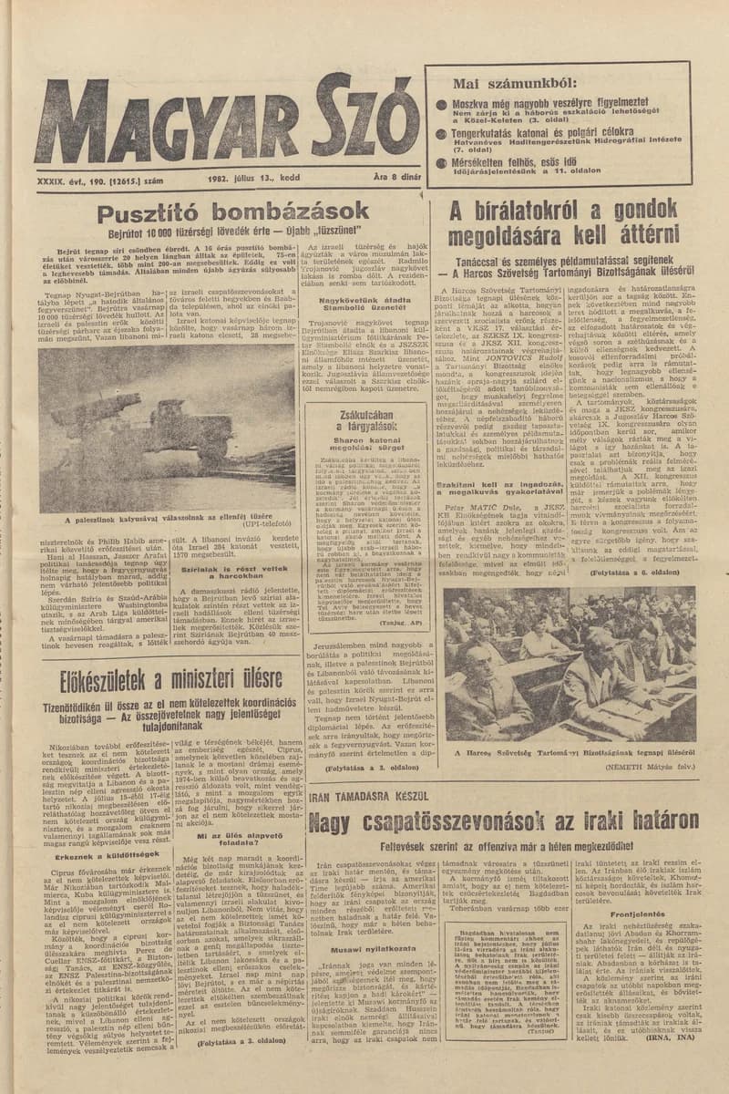 Magyar Szó, 39. évf. 1982. július 13. 190. sz. 1–20. oldal