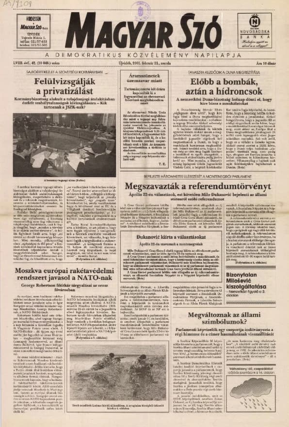 Magyar Szó, 58. évf. 2001. február 21. 42. sz. 1–16. oldal