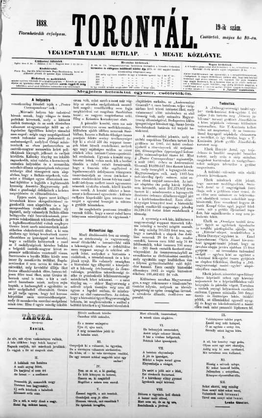 Torontál, 17. évf. 1888. május 10. 19. sz.