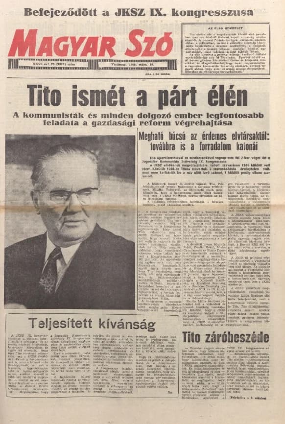 Magyar Szó, 26. évf. 1969. március 16. 73. sz. 1–32. oldal