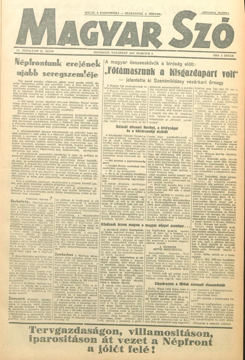 Magyar Szó, 4. évf. 1947. március 2. 51. sz. 1–8. oldal