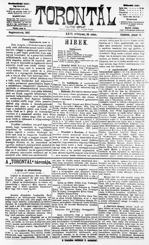 Torontál, 26. évf. 1897. január 14. 10. sz.