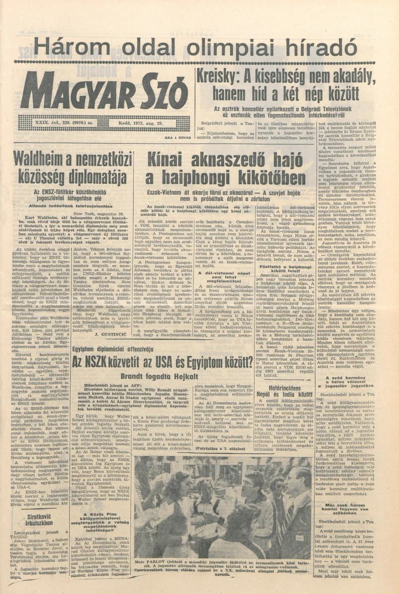 Magyar Szó, 29. évf. 1972. augusztus 29. 238. sz. 1–20. oldal