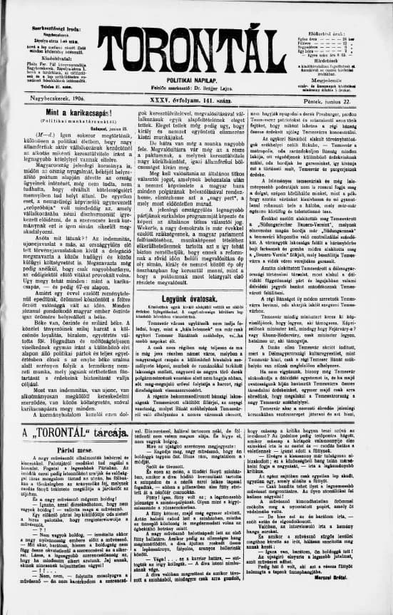 Torontál, 35. évf. 1906. június 22. 141. sz.