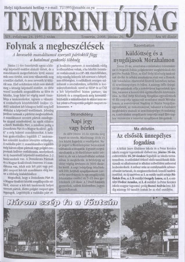 Temerini Újság, 14. évf. 2008. június 26. 25. sz.