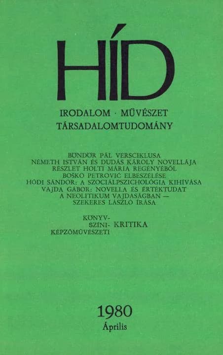 Híd, 44. évf. 1980. április. 4. sz. 413–540. oldal