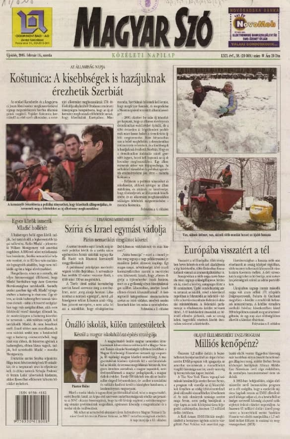 Magyar Szó, 62. évf. 2005. február 16. 38. sz. 1–20. oldal