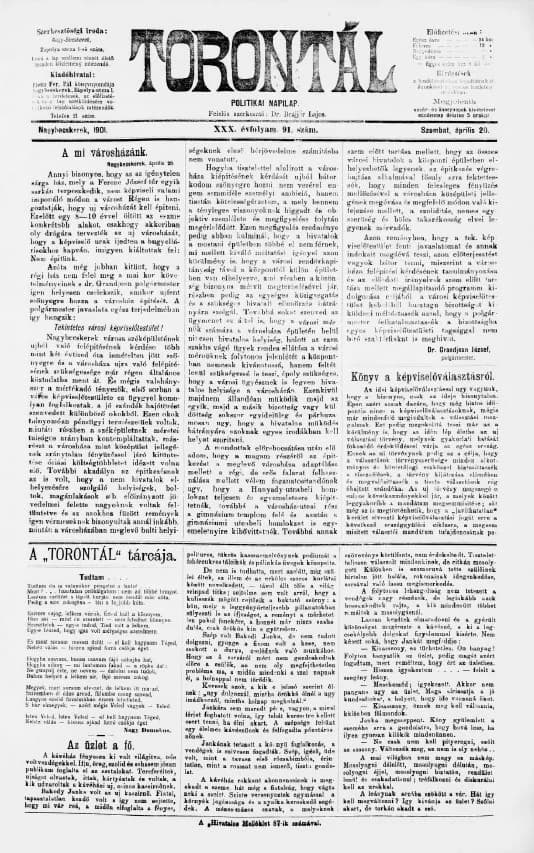 Torontál, 30. évf. 1901. április 20. 91. sz.