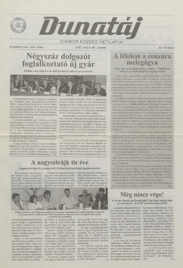 Dunatáj, 9. évf. 2007. május 30. 425. sz.