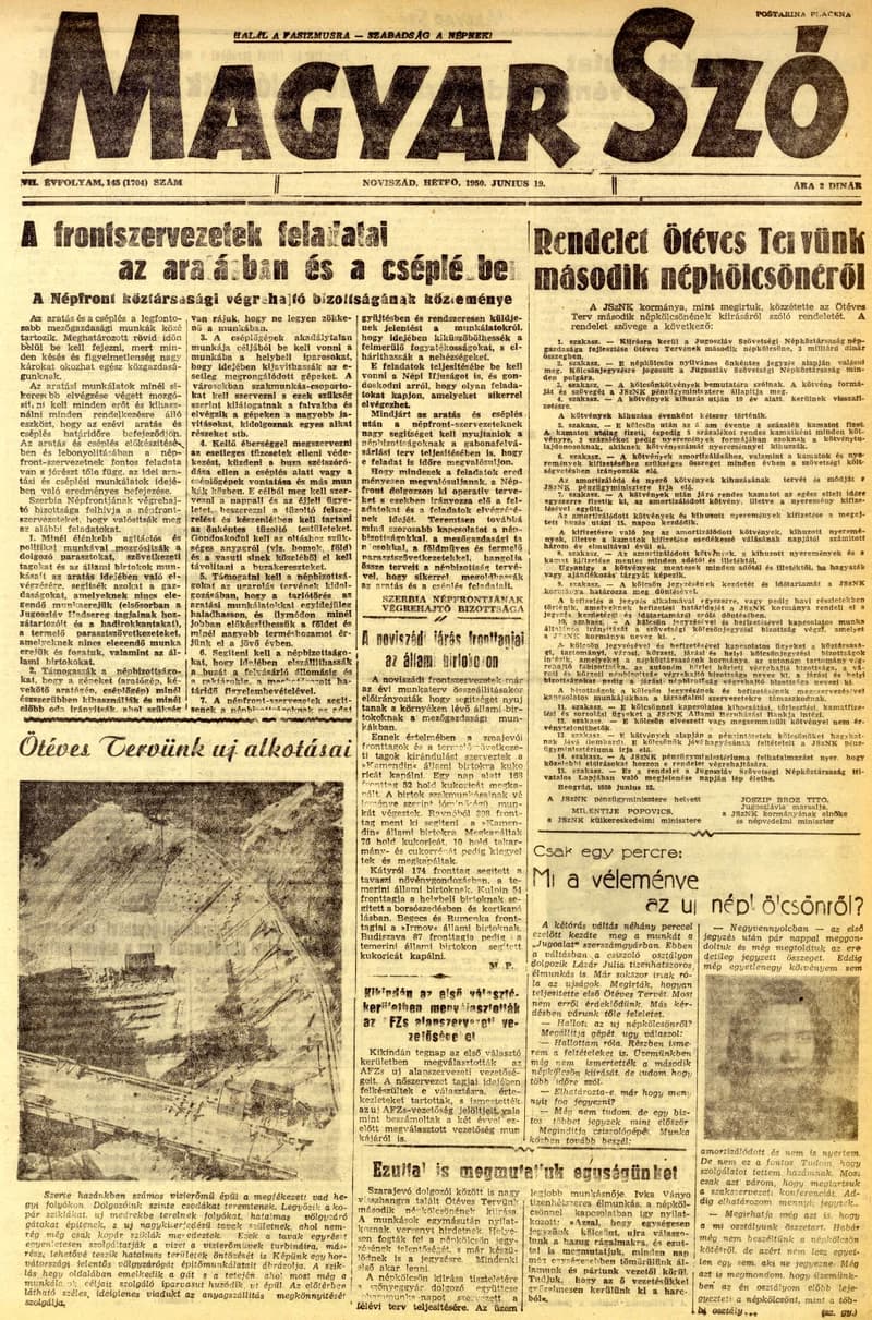 Magyar Szó, 7. évf. 1950. június 19. 145. sz. 1–4. oldal