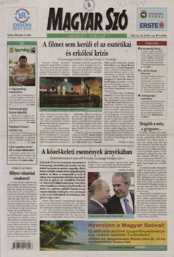 Magyar Szó, 63. évf. 2006. július 17. 163. sz. 1–12. oldal
