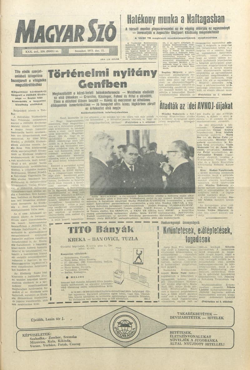 Magyar Szó, 30. évf. 1973. december 22. 350. sz.
