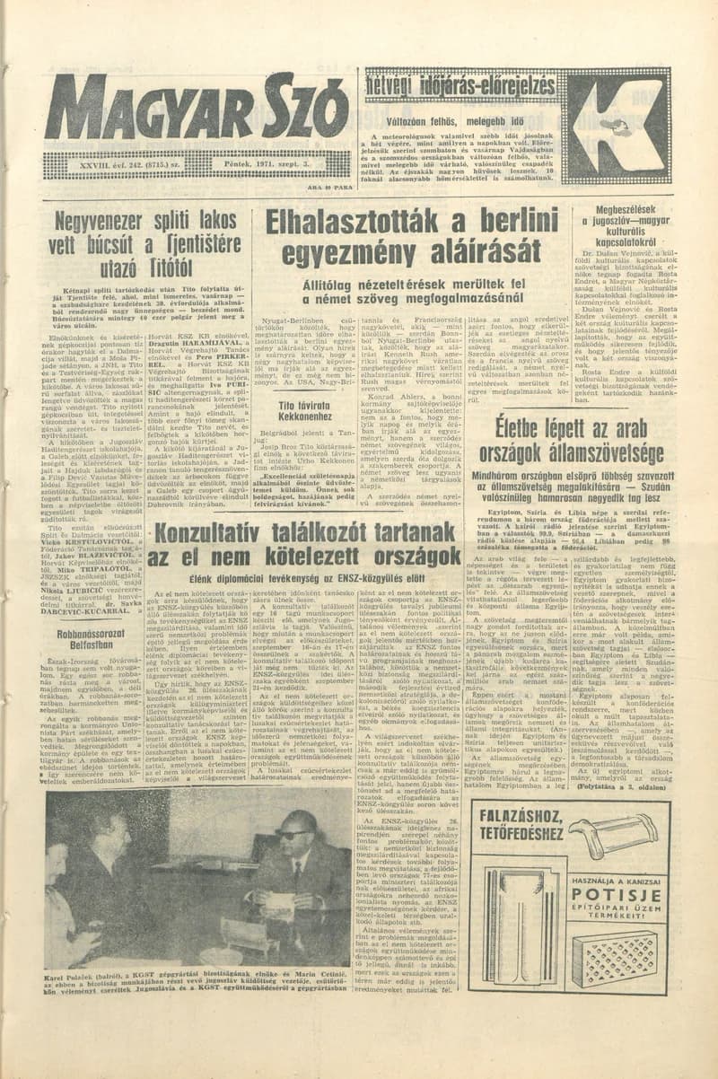 Magyar Szó, 28. évf. 1971. szeptember 3. 242. sz. 1–12. oldal