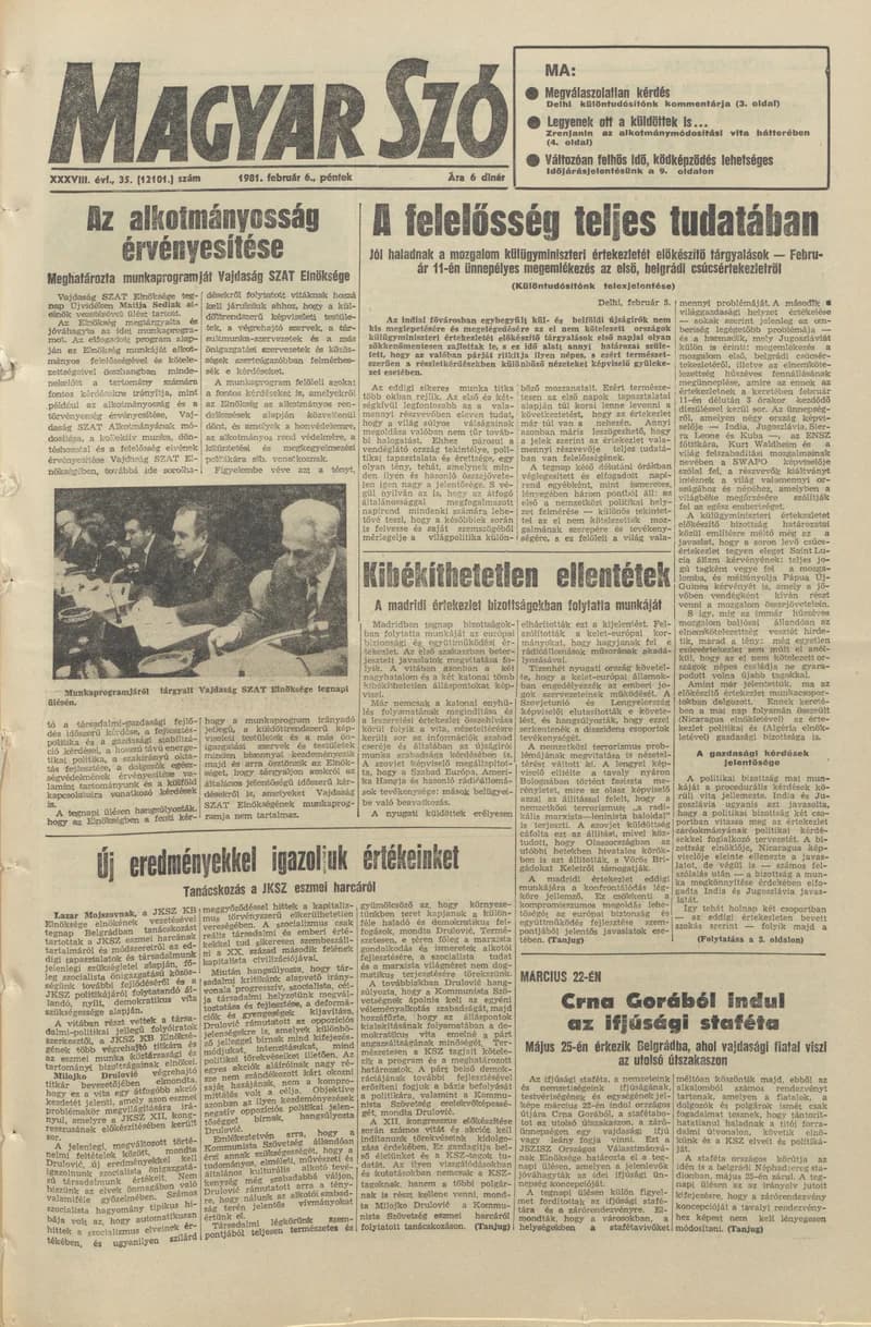 Magyar Szó, 38. évf. 1981. február 6. 35. sz.