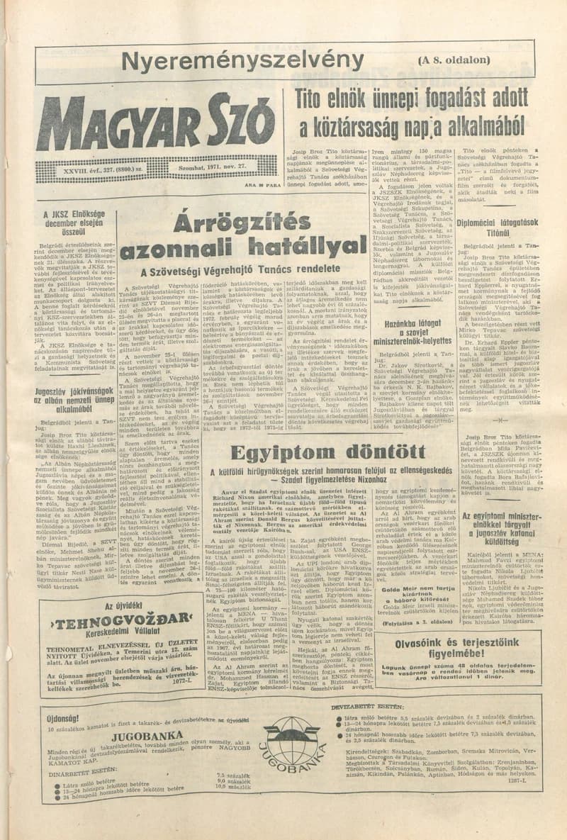 Magyar Szó, 28. évf. 1971. november 27. 327. sz. 1–24. oldal