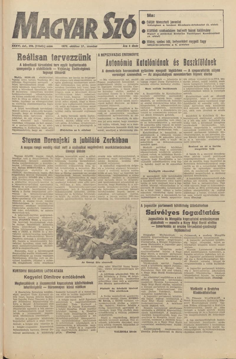 Magyar Szó, 36. évf. 1979. október 27. 296. sz. 1–20. oldal