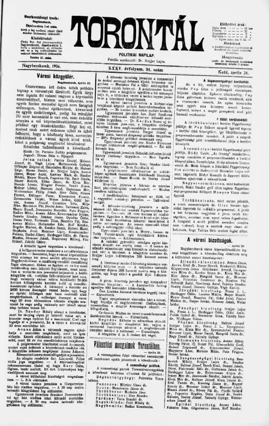 Torontál, 35. évf. 1906. április 24. 94. sz.
