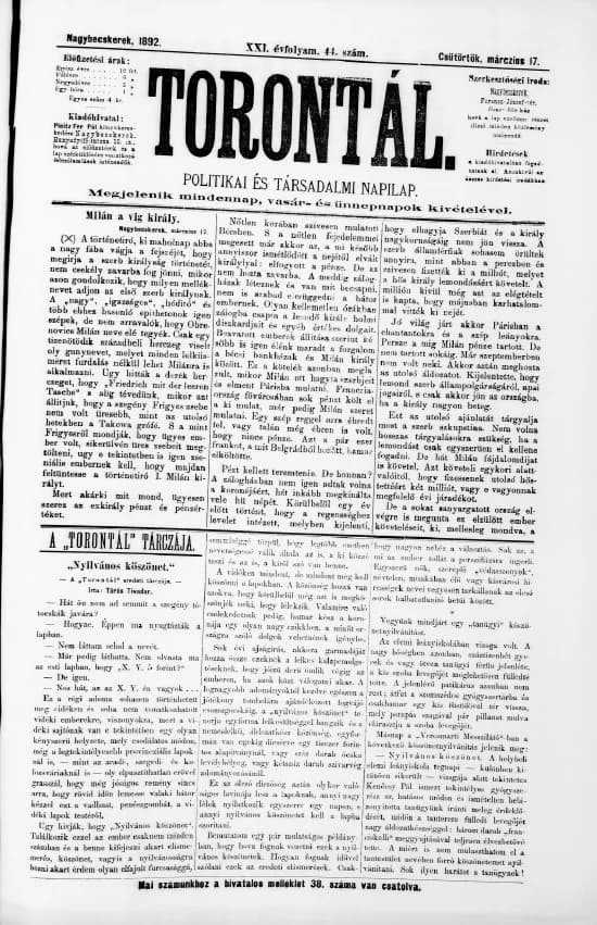 Torontál, 21. évf. 1892. március 17. 44. sz.