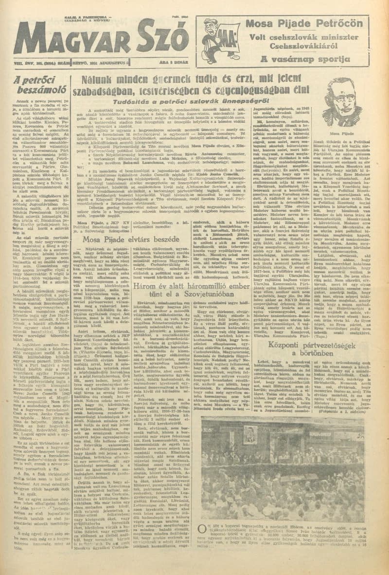 Magyar Szó, 8. évf. 1951. augusztus 6. 185. sz. 1–4. oldal