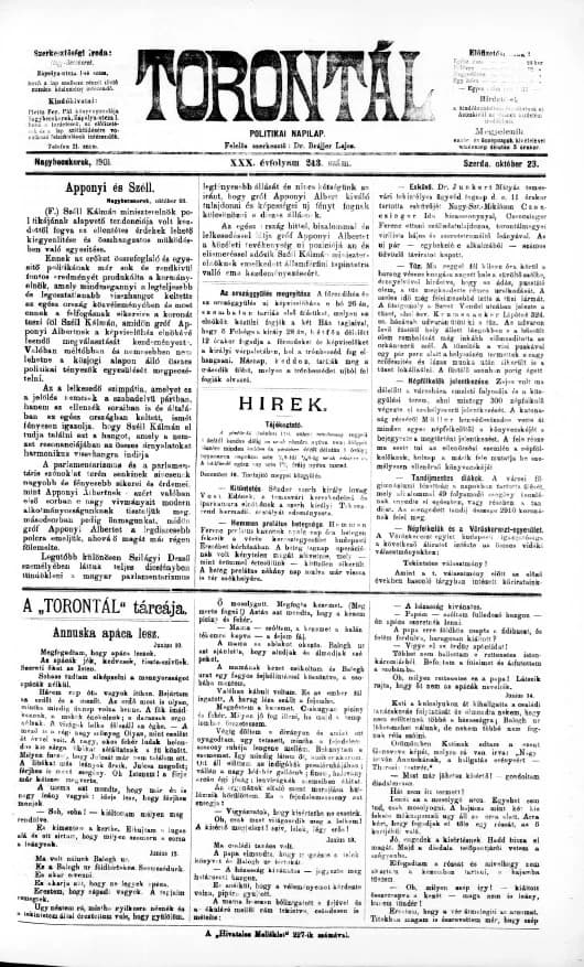 Torontál, 30. évf. 1901. október 23. 243. sz.
