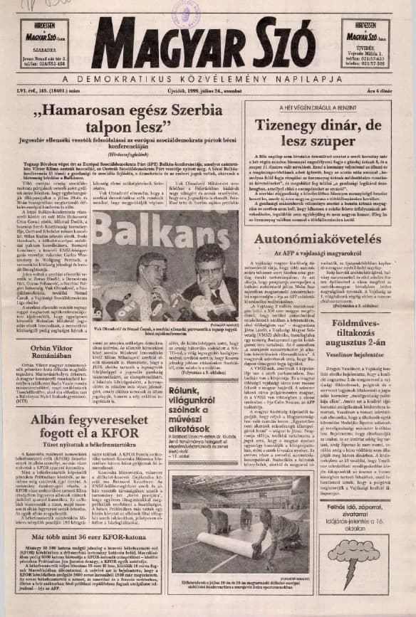 Magyar Szó, 56. évf. 1999. július 24. 163. sz. 1–16. oldal