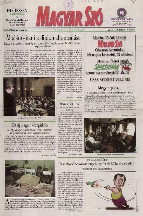 Magyar Szó, 60. évf. 2003. március 6. 54. sz. 1–16. oldal