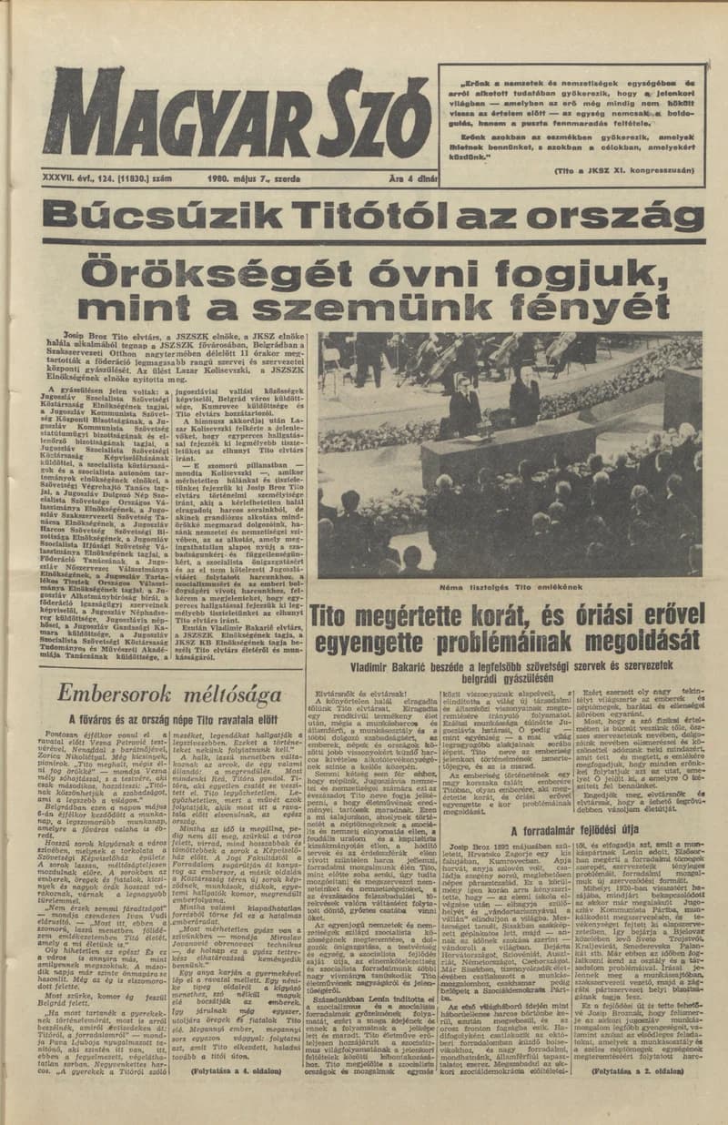 Magyar Szó, 37. évf. 1980. május 7. 124. sz. 1–20. oldal