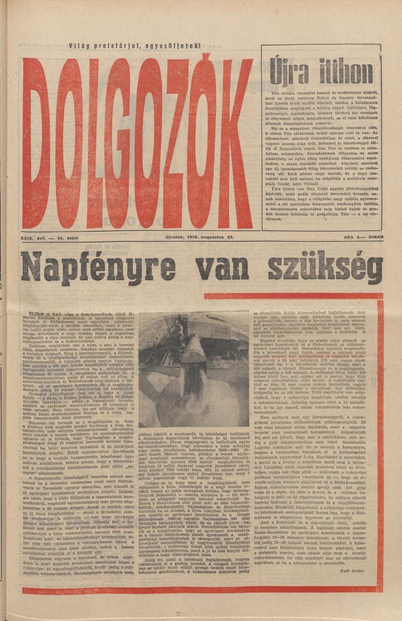 Dolgozók, 30. évf. 1976. augusztus 27. 34. sz.