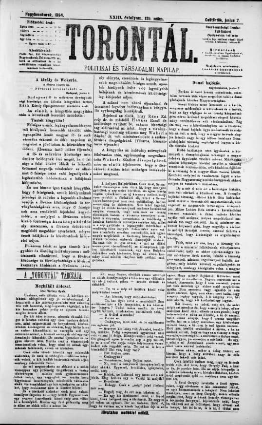Torontál, 23. évf. 1894. június 7. 129. sz.