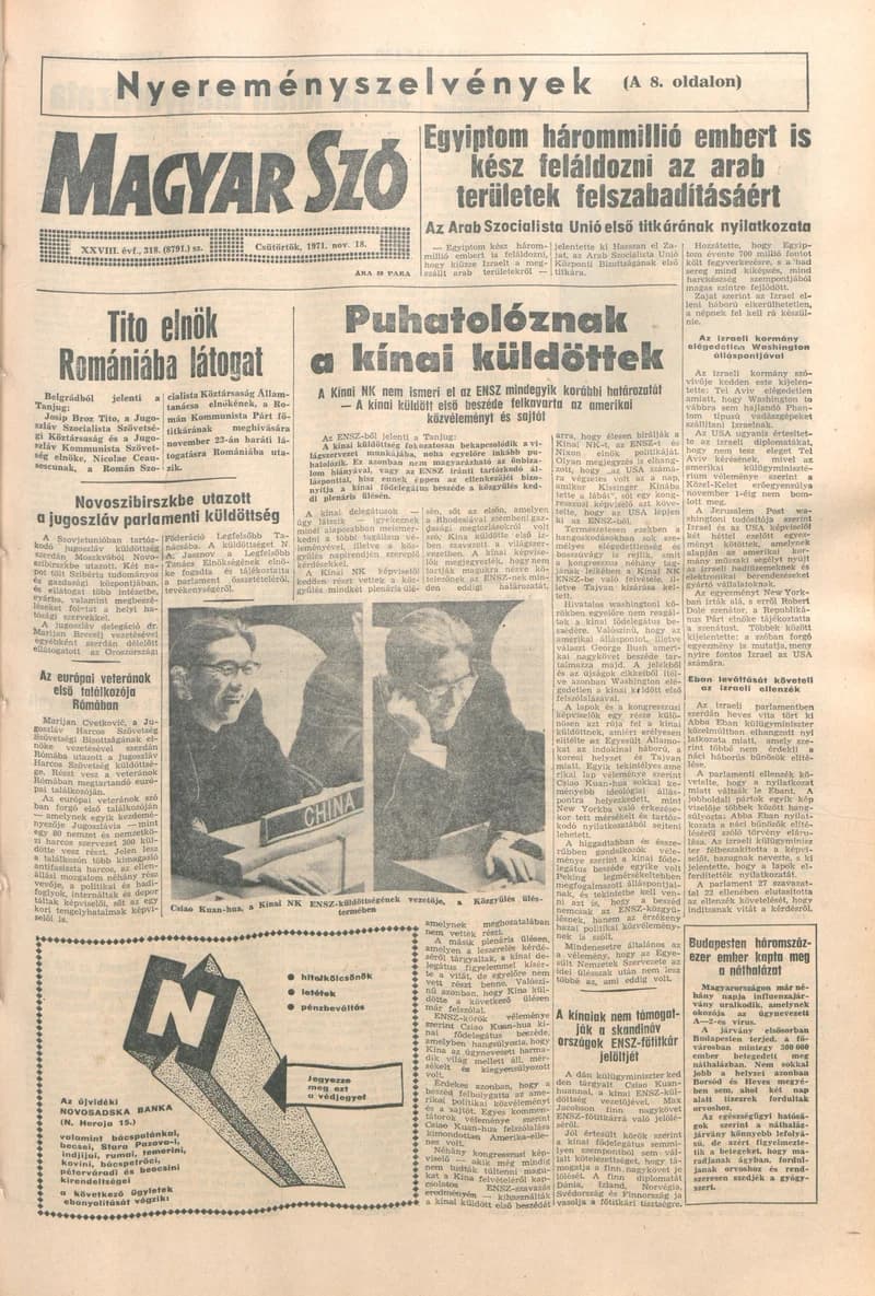 Magyar Szó, 28. évf. 1971. november 18. 318. sz. 1–15. oldal