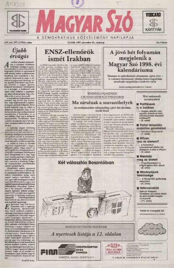 Magyar Szó, 54. évf. 1997. november 23. 277. sz. 1–24. oldal