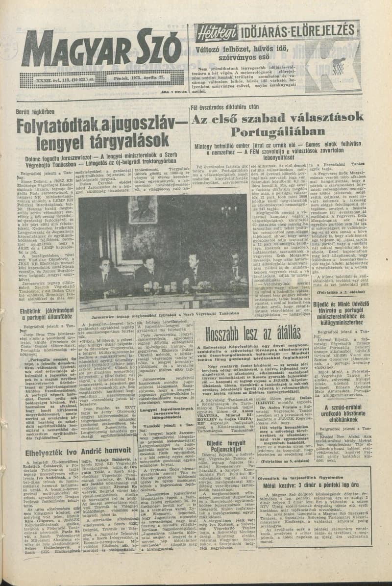 Magyar Szó, 32. évf. 1975. április 25. 113. sz.
