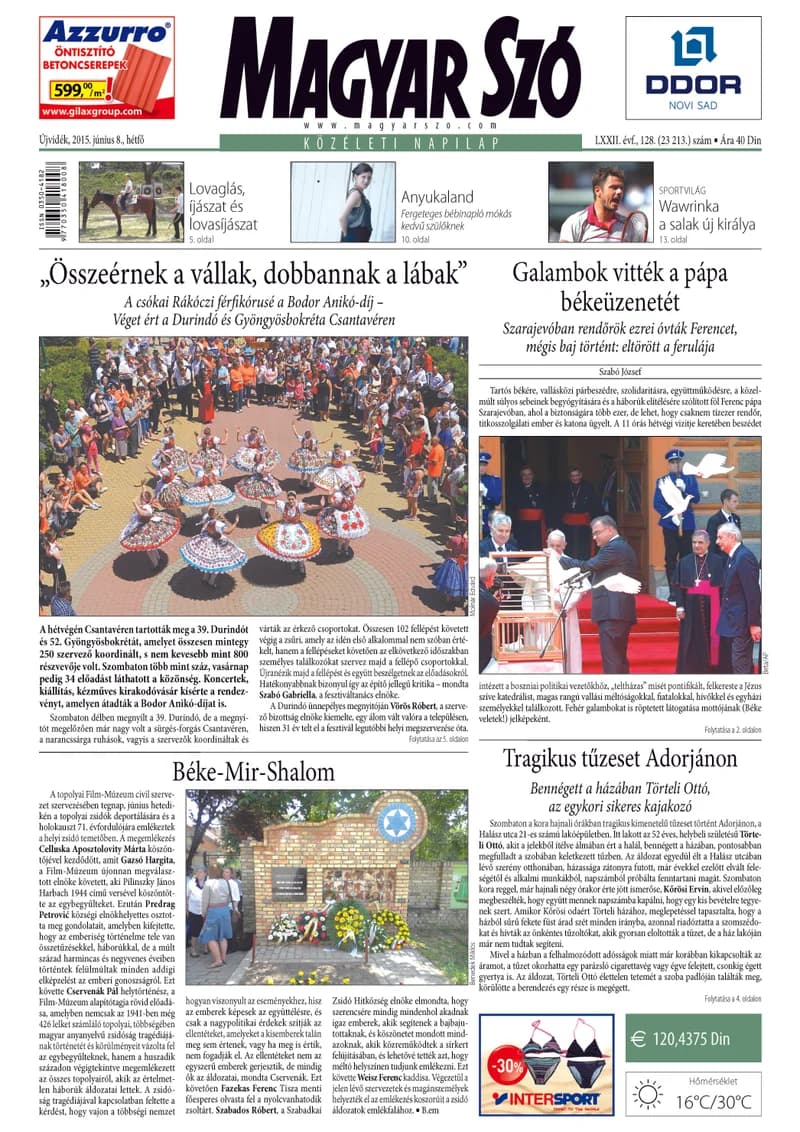 Magyar Szó, 72. évf. 2015. június 8. 128. sz. 1–20. oldal