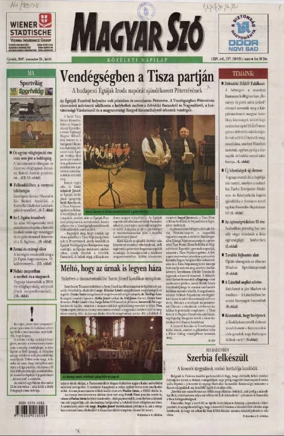 Magyar Szó, 64. évf. 2007. november 26. 277. sz. 1–12. oldal