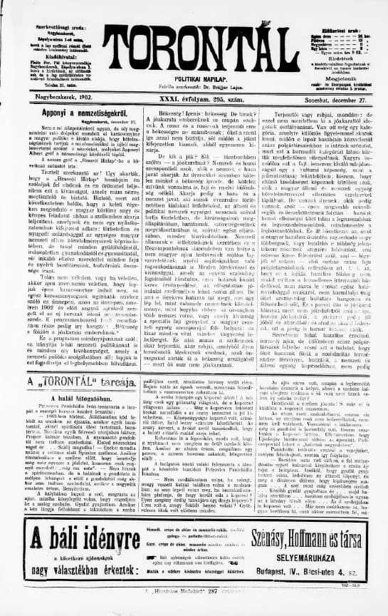 Torontál, 31. évf. 1902. december 27. 295. sz.