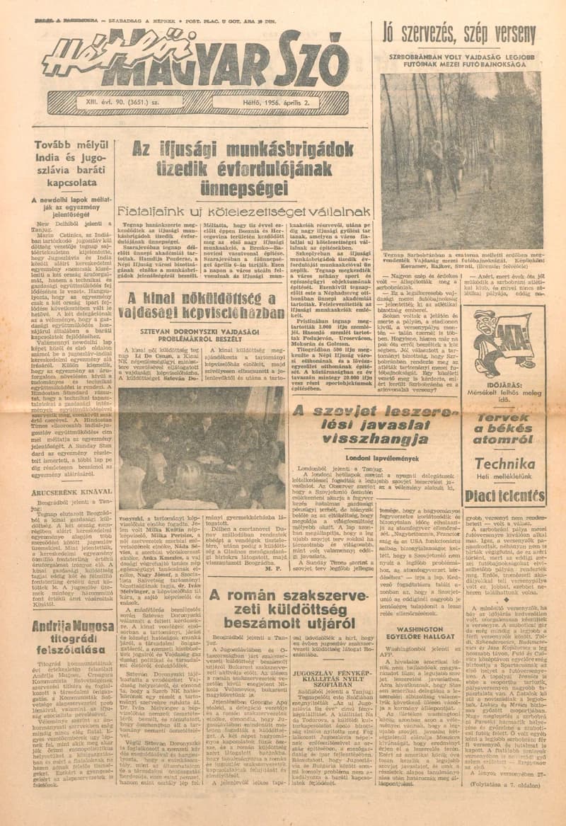 Magyar Szó, 13. évf. 1956. április 2. 90. sz. 1–10. oldal
