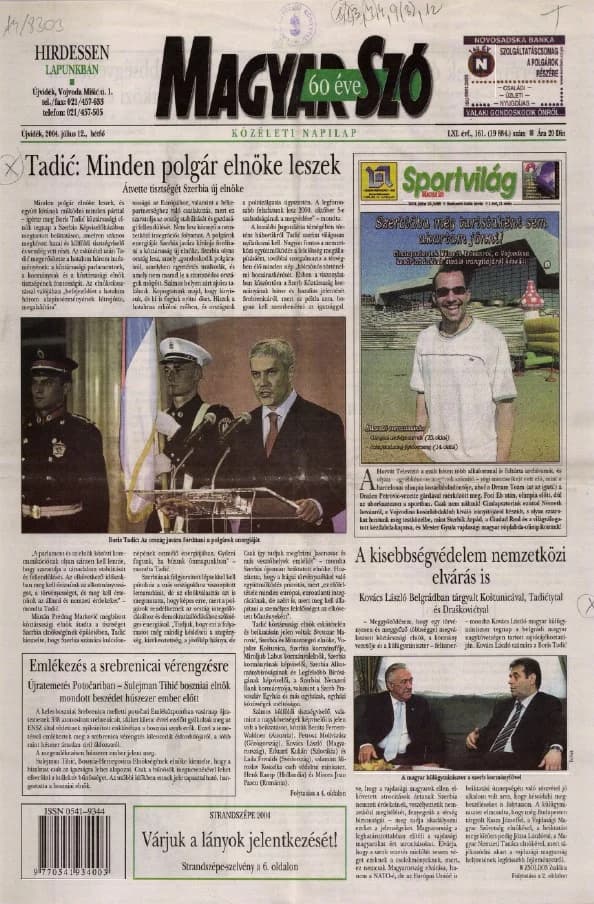 Magyar Szó, 61. évf. 2004. július 12. 161. sz. 1–12. oldal