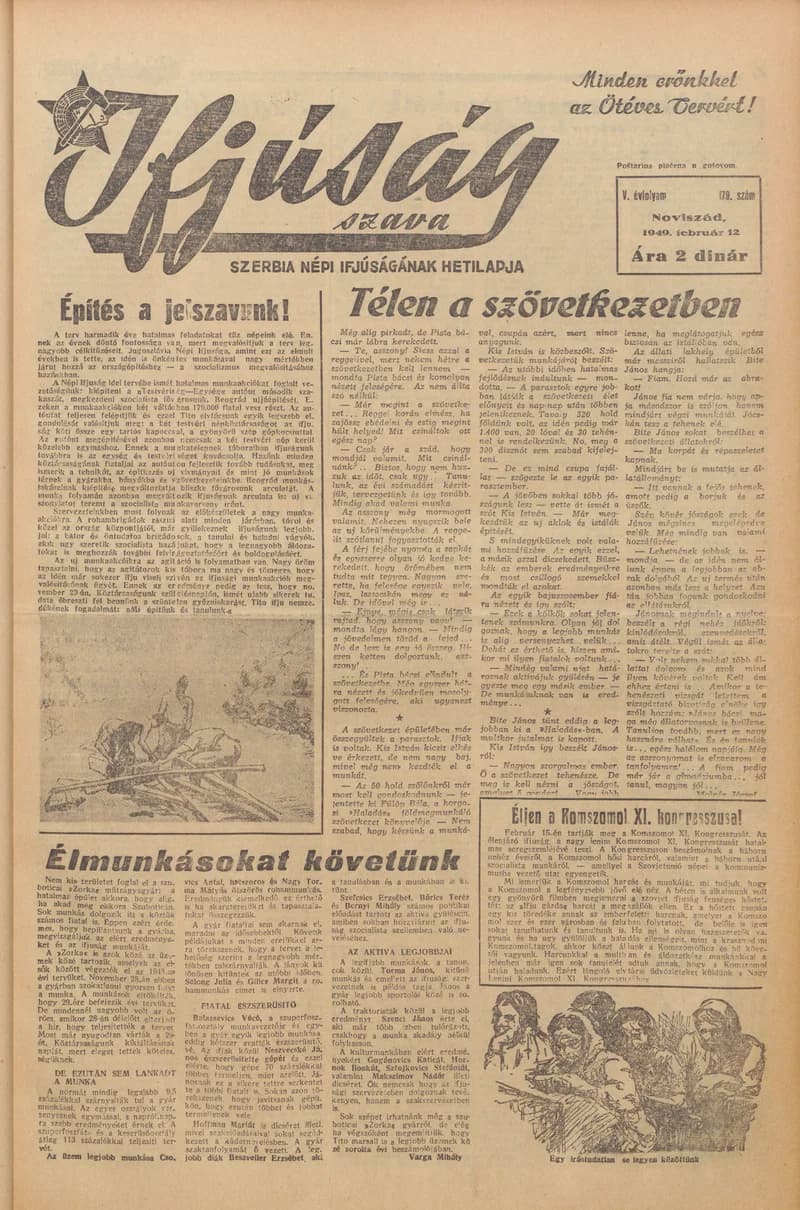 Ifjúság Szava, 5. évf. 1949. február 12. 179. sz.