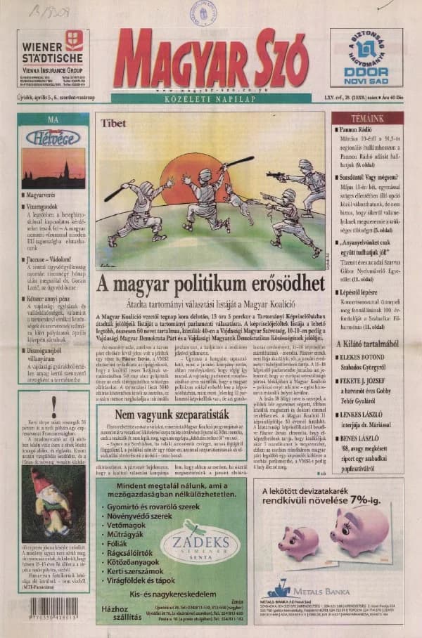 Magyar Szó, 65. évf. 2008. április 5. – 6. 78. sz. 1–28. oldal