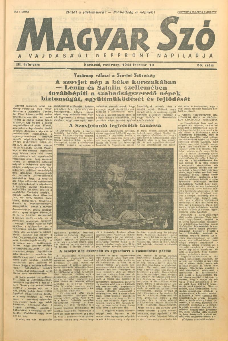 Magyar Szó, 3. évf. 1946. február 10. 35. sz. 1–6. oldal