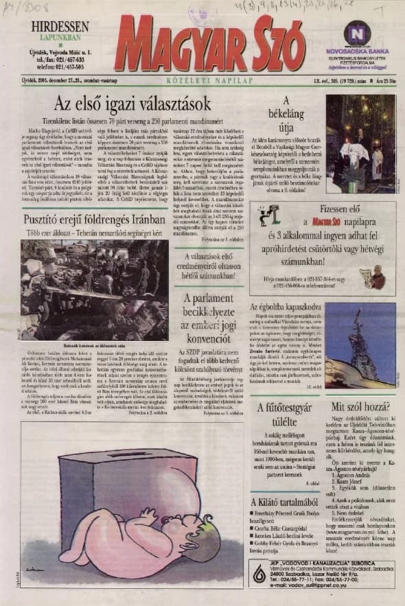 Magyar Szó, 60. évf. 2003. december 27. – 28. 305. sz. 1–32. oldal
