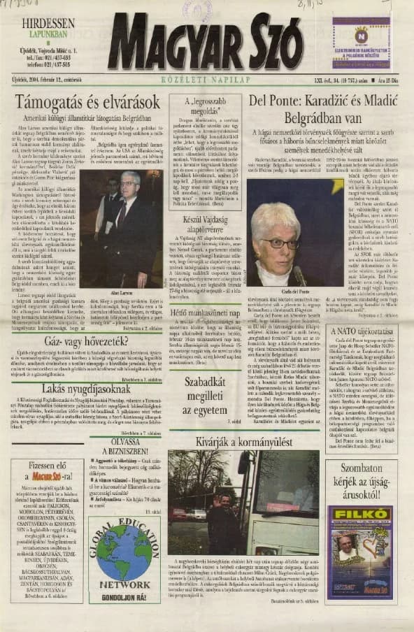 Magyar Szó, 61. évf. 2004. február 12. 34. sz. 1–20. oldal