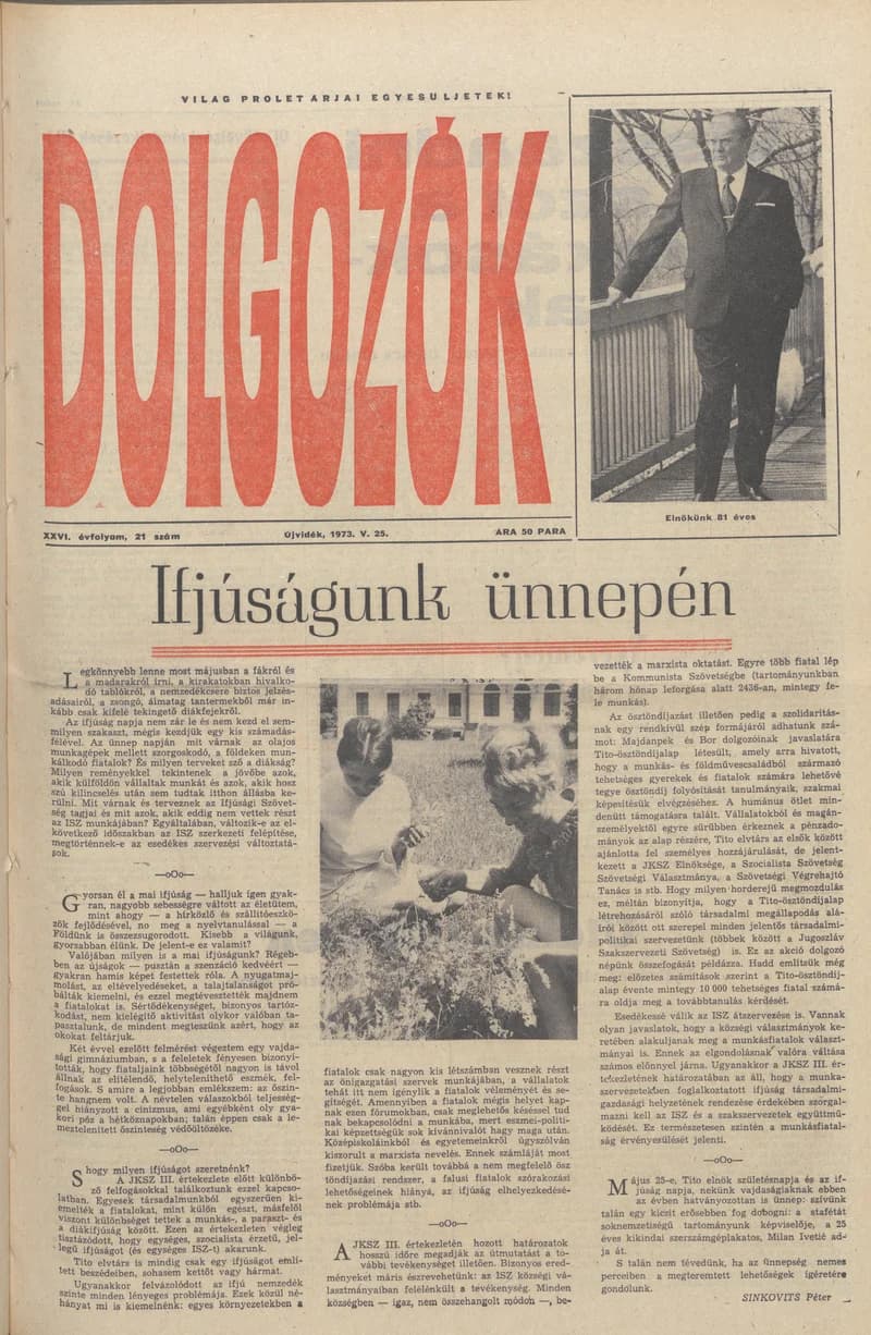 Dolgozók, 27. évf. 1973. május 25. 21. sz.