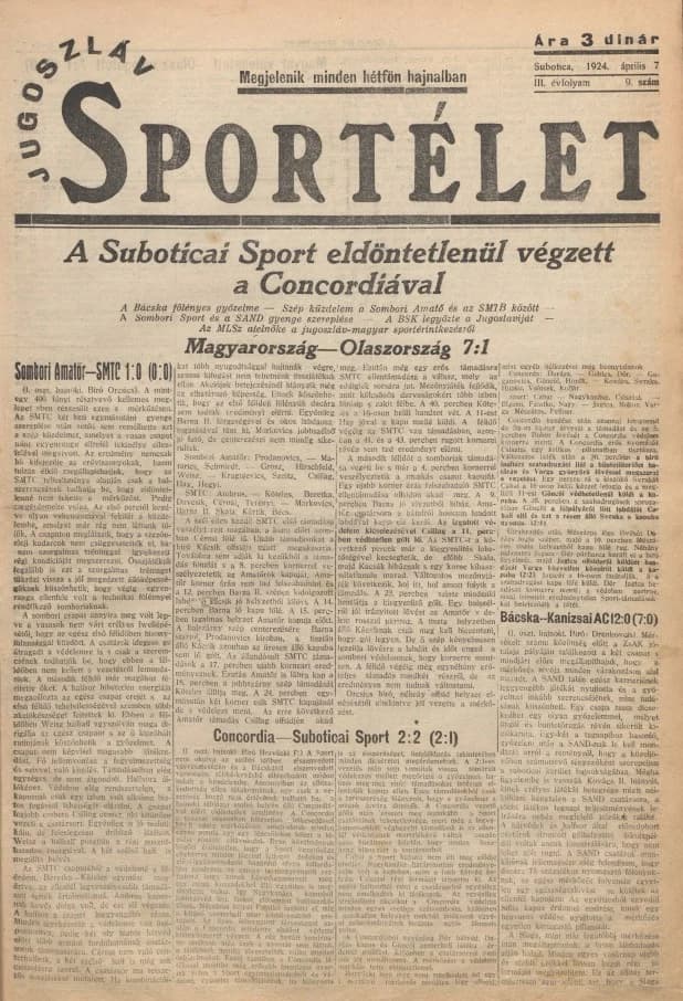Jugoszláv sportélet, 3. évf. 1924. április 7. 9. sz.